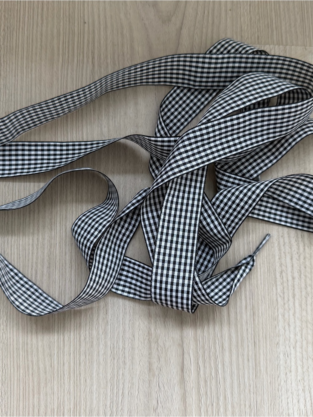 Anthropologie Black and White Gingham Shoe Ribbon
